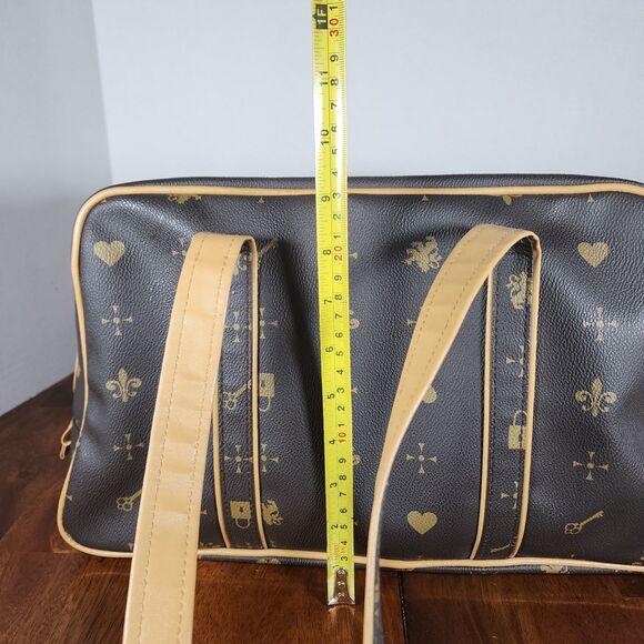 Large Brown with Beige Trim Cosmetic Bag - Picture 8 of 10